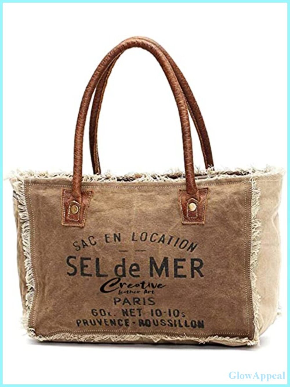 Canvas Tote Bag for Women - Spacious Shoulder Bag with Leather Trim